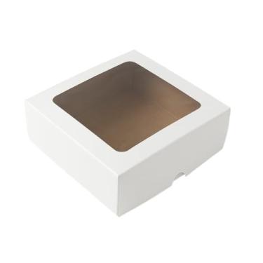 Imagem de Kit Caixas De Presente Pequena 16x16x4cm, com Visor e Papel de Seda ideal para presentes delicados, aniversários, lembranças visual charmoso e apresentação elegante(20,Branca)