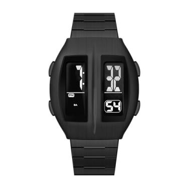 Imagem de Relógio masculino BENLY retro, vintage, 1970, LED, relógio de pulso multifunções à prova d'água com alarme, cronômetro, contagem regressiva, horário duplo, pulseira de aço inoxidável, presente retrô