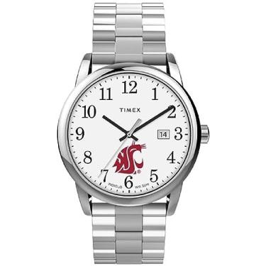 Imagem de TIMEX Relógio masculino Easy Reader de 38 mm com pulseira de expansão, Washington State Cougars, Leitor fácil de 38 mm