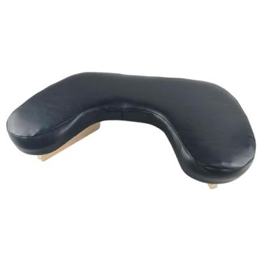 Imagem de Ysyqkn Apoio de mão em formato de U para unhas, revestido em couro PU, profissional para manicures, acessório multifuncional com base de madeira, Preto