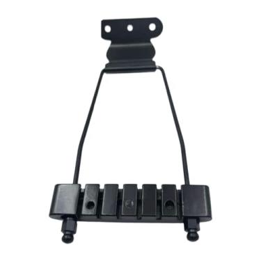 Imagem de KiBcsLic Ponte com arremate, puxador de cordas profissional, espaçamento de 10 mm com parafusos, substitui acessórios de metal para baixo de 6 cordas, Preto