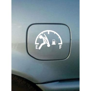 Imagem de Adesivo de tanque de gasolina engraçado, adesivos de carro engraçados para homens, adesivos exclusivos de tanque de gasolina para carro com medidor de combustível e desenho de desenho animado - branco