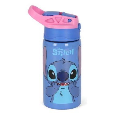 Imagem de Garrafa Infantil Stitch Disney Aço Inox 500ml C/ Alça - Luxcel, Azul