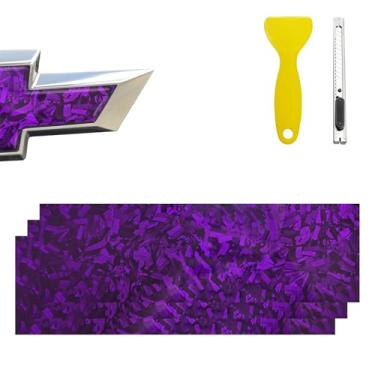 Imagem de BLAKAYA Compatível com kit de envoltório de emblema de gravata borboleta de 30 cm x 10 cm para envoltório de vinil com sobreposição de logotipo Chevy com espátula e cortador 3 peças de fibra de