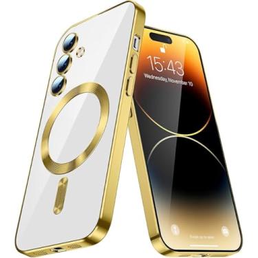 Imagem de Doowear Capa magnética para Galaxy A54 5G [compatível com Magsafe] Protetor de lente de câmera sem fio luxuoso, revestimento transparente, amortecedor, antiarranhões, à prova de choque, capa para