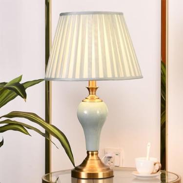 Imagem de Luminária de mesa contemporânea de cerâmica com LED, estilo americano, para sala de estar, quarto, escritório, casa de campo ou hotel, com design retrô e criativo (Estilo 17)