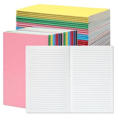 Imagem de miikoul Pacote com 48 cadernos coloridos com forro A5, 21 x 13 cm, diários pequenos A5 a granel para viajantes, 60 páginas/30 folhas, cadernos pautados para faculdade, 80 GMS, para adultos, crianças,