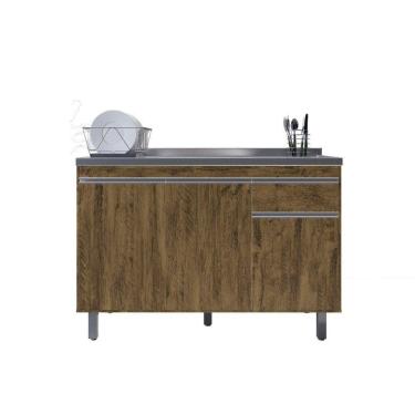 Imagem de Balcão Gabinete De Pia Sem Tampo 120cm 3 Portas Pop - Nathan Móveis Cor Chocolate