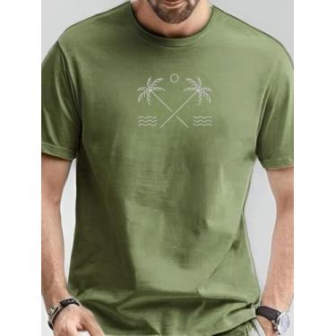 Imagem de Camiseta Masculina Coqueiro Praia Mar Casual Algodão Malha Premium - N