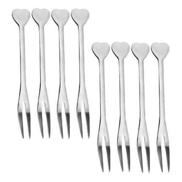 Imagem de Kit 8 Mini Garfo Talher Petisco Aperitivo Fondue Buffet Inox - D' Pres