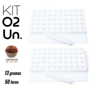 Imagem de 2 Placa Porcionadora de Doces Brigadeiro 13g 50 Furos Oferta - no bran
