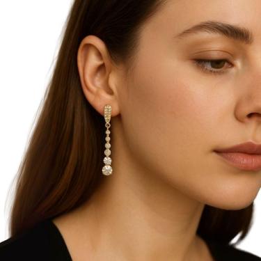 Imagem de Brinco Estrela Acessório Feminino Strass Zirconia Casamento - ANJO DA 
