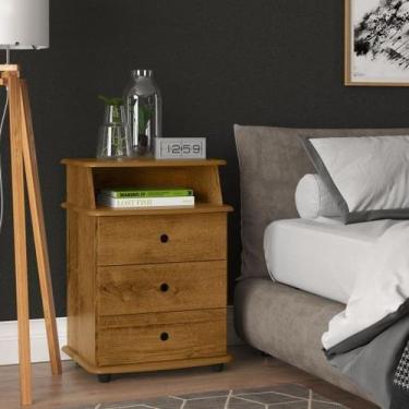 Imagem de Mesa De Cabeceira Quarto Cama Moderna 3 Gavetas E Nicho - LOJAS PRIMEL