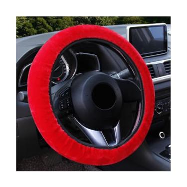 Imagem de Augeny Capa de volante de carro felpuda, protetor de volante de pelúcia macia antiderrapante, capas de roda elásticas de 38 cm, acessórios quentes de inverno para interior de veículo universal para