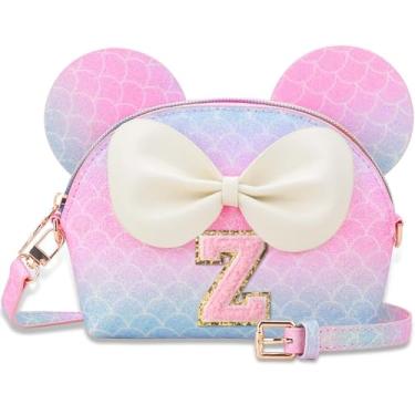 Imagem de Kejea Bolsa infantil para presentes infantis - Carteira personalizada com inicial para meninas 2 a 10, Roxo sereia