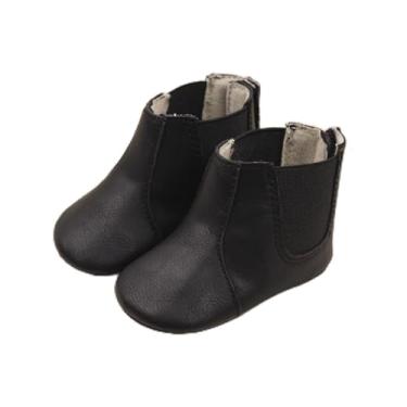 Imagem de Botas para bebês recém-nascidos meninos meninas cowboy borla botas de inverno botas de neve com zíper lateral sola macia botas quentes primeiro andador berço sapatos ao ar livre, A2. preto, 12-18