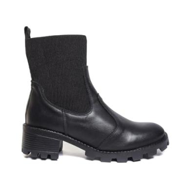 Imagem de Bota Feminina Coturno Couro Legitimo Ultra Conforto Tratorada Preta (Preto, BR, Adulto, Numérico, 40)