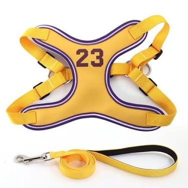 Imagem de Peitoral para cães em forma de X, alça peitoral acolchoada refletiva com coleira combinando para cães pequenos e médios, design de nylon e poliéster