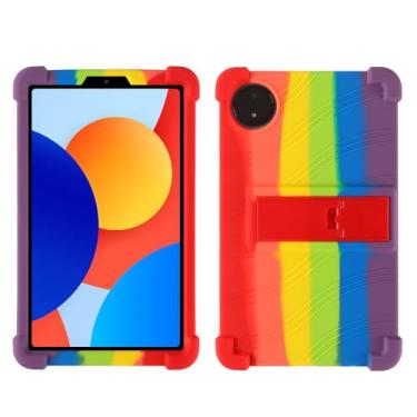 Imagem de QYiiD Capa para Xiaomi Redmi Pad SE 8.7, capa protetora dobrável de silicone leve para crianças com suporte dobrável para Redmi Pad SE 22.1 cm 4G 2024 lançado, arco-íris
