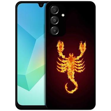 Imagem de SM CASES Capa protetora à prova de choque para Samsung Galaxy A16 4G, Galaxy A16 5G - Scorpion Fire 2D, capa protetora de borracha TPU à prova de choque para Samsung Galaxy A16 4G/A16 5G preta