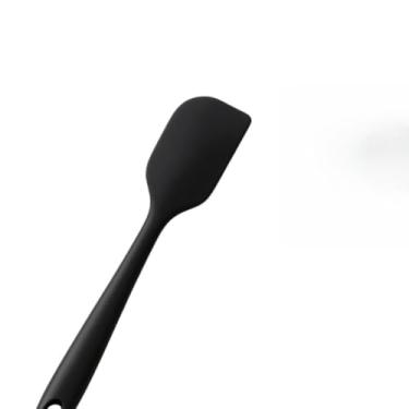 Imagem de Colher de Silicone para Cozinha Conjunto, Preto e Vermelho, Adequado Tanto para Uso DoméStico Como para Catering.(KIT 01 ESPATULA PÃO DURO PRETO)