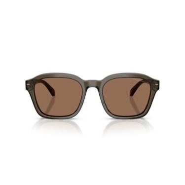 Imagem de Emporio Armani Óculos de sol masculino EA4245U com ajuste universal, cinza transparente brilhante/marrom escuro, 54 mm, Cinza transparente brilhante/marrom escuro, 54 mm