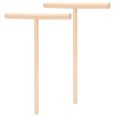 Imagem de 2 peças em forma de T espalhador de massa de panqueca de madeira para fazer panquecas em forma de T, espátula de crepe para uso na cozinha