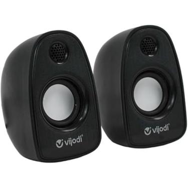 Imagem de Caixa de Som Stereo Vijodi Q5 – Mini Speaker 6W com Controle de Volume, Conexão P2 + USB, Som Potente e Claro, Ideal para PC, Notebook, Celular e Uso Diário | Preto