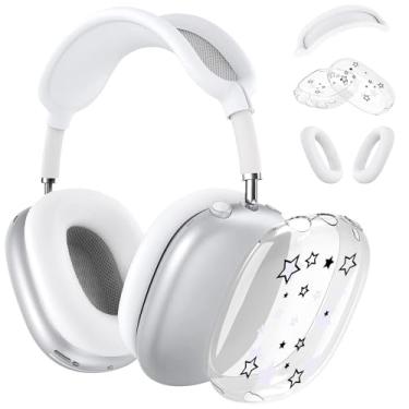 Imagem de AIIEKZ Capa de silicone para fones de ouvido AirPods Max, capa transparente de poliuretano termoplástico macio/proteção para fones de ouvido Apple AirPods Max USB-C/Lightning (2024/2020) (branco)