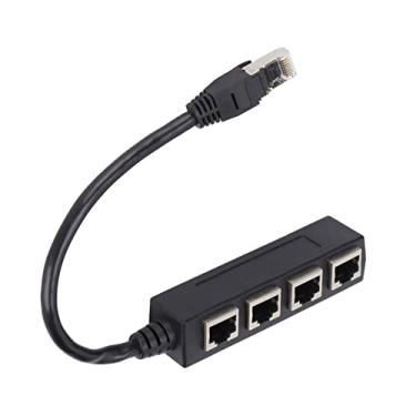 Imagem de Adaptador Divisor RJ45 de 1 a 4 Portas, Transmissão Suave, Excelente Conexão, Adaptador de Cabo de Rede para Rede de Escritório Doméstico