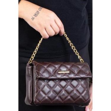 Imagem de Bolsa de couro com corrente matelassê Giulia-Feminino