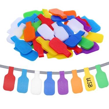 Imagem de LXUEJIE 40 etiquetas de cabos, etiquetas de cabos graváveis, etiquetas de cabos reutilizáveis etiquetas de identificação de cabos eletrônicos multicoloridos para organização e identificação de fios