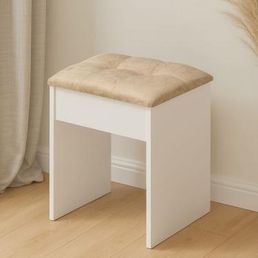 Imagem de Banqueta Camarim Pequena Estofada Para Penteadeira Quarto e Closet