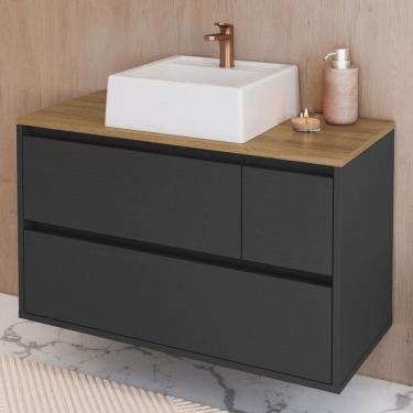 Imagem de Armário de Banheiro Belarus 2 Portas 1 Gaveta com Cuba Grafite - Art In Móveis