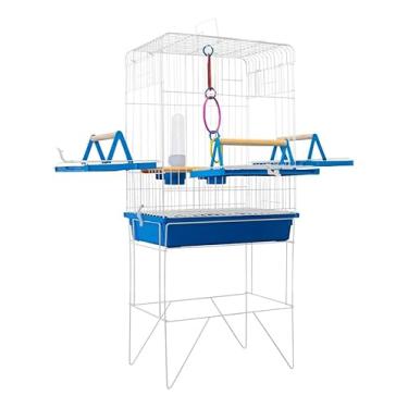 Imagem de Viveiro Confort Slim Pet Piu Gaiola Triplex Azul Branco