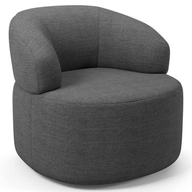 Imagem de Poltrona Giratória Orgânica Para Sala de Estar Living Helena L02 Linho Cinza Escuro - Lyam Decor