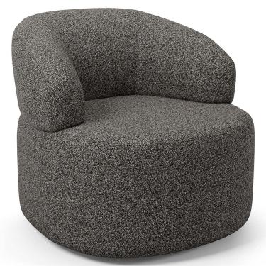 Imagem de Poltrona Giratória Orgânica Para Sala de Estar Living Helena L02 Linho Mescla Chumbo - Lyam Decor