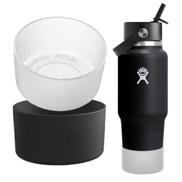Imagem de OAWEEN 2 peças de bota de silicone para copo de viagem Hydro Flask 1,134 g 947 g capa protetora anti-arranhões para garrafa Hydroflask diâmetro inferior de 7 cm a 8,15 cm capa transparente