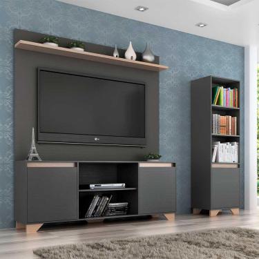 Imagem de Rack com Painel 50" Estante em Mdp Grafite com Siena