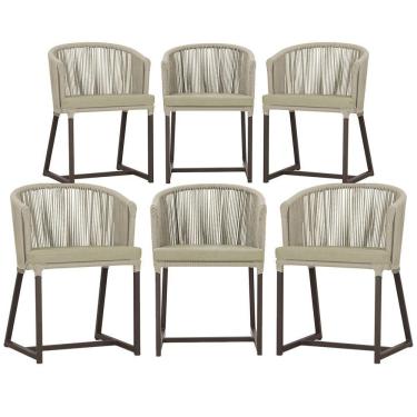 Imagem de 6 Cadeiras De Jantar área Noronha Marrom E7 Trama  Rami