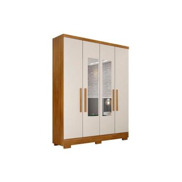 Imagem de Guarda Roupa Solteiro 4 Portas E 2 Gavetas C- Espelho E Pés Milly-veneza Cumaru-fendi