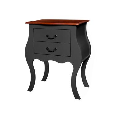 Imagem de Cômoda Bombê Antique Estreita 2 Gavetas Laca Preta