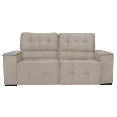 Imagem de Sofá Cama Retrátil Sala Vicenza 175cm Linho Cor Bege