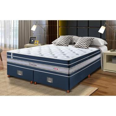Imagem de Conjunto Cama Box King De Molas Ensacadas Cama Inbox Select Euro Soft 193x203x71 Azul