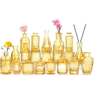 Imagem de Vasos de vidro QLOFEI Amber Gold 20 unidades para flores
