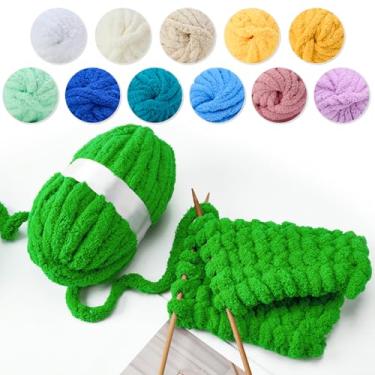 Imagem de Fio de chenille grosso para tricô de braço - fio jumbo super macio, lavável na máquina para cobertores faça-você-mesmo, travesseiros, decoração de casa 200 g