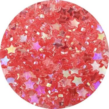 Imagem de Tingoons 450 peças de contas acrílicas em forma de estrela AB Colors contas espaçadoras de pônei soltas com orifício para fazer joias, colar, brinco, chaveiros, projetos DIY (Deep Pink AB)
