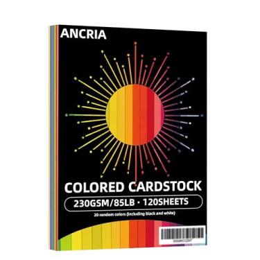 Imagem de ANCRIA 120 folhas de cartolina colorida 230 g/m² / 38 kg 20 cores cartolina papel impresso dupla face cartolina 21,6 cm x 28 cm para arte faça você mesmo, scrapbook, artesanato, escola, material de