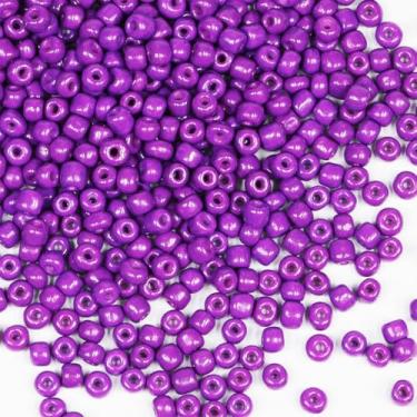 Imagem de Grânulos de semente de 4 mm de cor roxa cerca de 1600 peças/110 gramas em saco, 6/0 contas de vidro para artesanato de brincos e colar (roxo)