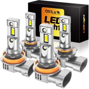 Imagem de OXILAM Combo de lâmpadas H11 9005, 86000 lúmens 900% mais brilhante 6500K luz branca fria, tamanho 1:1 9005/HB3 H11/H9/H8 lâmpadas automotivas, IP68 impermeável, pacote com 4